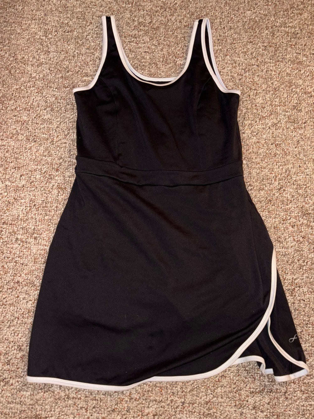 Black Athletic Tennis Dress with White Trim Label Sporty Freely Large